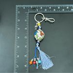 Handcrafted Floral Porcelain Bead Evil Eye KeyChain FOB Bag Charm Blue Photo 1