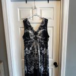 Cato Black White Tribal Print Maxi Dress Sleeveless V Neck Empire Waist Ruffle Photo 7