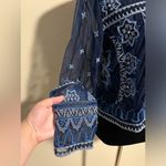 Chico's EUC Chico’s Blue and White Embroidered Sheer Bolero size large Photo 3