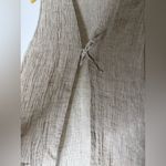 Pure J.Jill Funky Linen Crinkled Tie Unusual Tunic Vest Jacket Lagenlook‎ Tan XL Photo 3