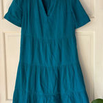  Size 1 Vibrant Blue Midi Dress Tiered Gauzy Flounce Dress Chicos Medium Photo 0