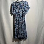 Hale Bob Floral Bird Print Wrap Midi Dress Blue Black Flutter Sleeve M Fairy Photo 1