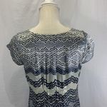CAbi Silk Chantilly Lace Black White Silver Blouse Top Size Small Photo 10