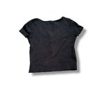 American Eagle  Black Ribbed/Knit Button-Up Crop – Small Photo 2