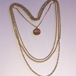 Elegant Vintage Gold Tone Layered Chain With Locket Pendant Necklace Photo 5