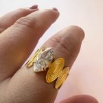 Gold adjustable ring with high quality zirconia Photo 2
