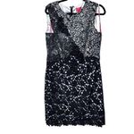 Monique Lhuillier NEW ML Moniqu Lhuillier Floral Lace Embellished Beaded Cocktail Sheath Dress 14 Photo 2