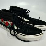 Vans Sk8 mid high top sneakers rose thorns embroidered black red women’s size 8 Photo 0
