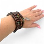 Handmade  wooden beads stretch bracelets Set of 5, NEW! Photo 0