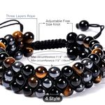 Unisex Triple Tier Bracelet with Yellow Tiger Eye & Hematite Black Photo 6