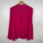 Torrid  Womens Chiffon‎ Clip Dot Ruffle Neck Tie Front Top Sz 2X Pink Crochet Photo 6