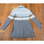 Icelandic Design 100% merino wool fairisle mock neck sweater tunic Gray Photo 6