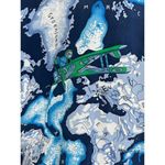 Vintage Van MacDowell Silk Blouse Medium Blue Hot Air Balloons Map Clouds 80s Photo 3