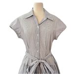 Norma Kamali  Belted Pinstripe Button Down Shirt Dress Size L NEW WITHOUT TAGS Photo 8