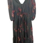 ALLSAINTS Rosi Nila Dark Khaki Green Tiered V-neck Midi Dress Sz 0 Photo 6