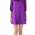 Juicy Couture New  Dress Short Womens S Silk Purple Black Gold Buttons Keyhole Photo 1