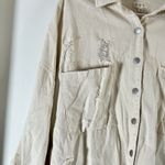POL  Ivory Distressed Denim Jacket Sz M Photo 4
