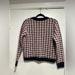 Anthropologie Maeve Sz: M  sweater Maroon White Houndstooth Vneck Cardigan. Photo 1