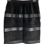 Saint Laurent Vintage  Black Suede Mini Skirt with Leather Stripes Size 36 ~ US 6 Photo 0