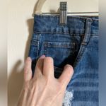 Dollhouse 🌞 Medium Wash Distressed Ripped Cuffed Raw Hem Mini Skirt Photo 5