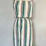 H&M Cream Pastel Green Purple Plaid MIDI Dress Photo 0