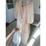 Nude Blush Tulle Corset Maxi Dress Sheer Wedding Prom Gala Coquette Romantic 2 Pink Size XS Photo 2