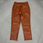 7 For All Mankind Crossover Waist Faux Leather Crop Pants Chestnut Brown Medium Photo 3