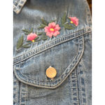 Carriage Court Sport Blue Jean denim vest with embroidered‎ flowers floral Size M Photo 1
