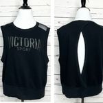 Victoria's Secret Victoria Sport Black Sheer Mesh Sleeveless Open Back Sweatshirt Size Large Photo 1