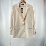 Nasty Gal NWT Tie Sleeve Oversized Blazer in Cream Size 2 Photo 3