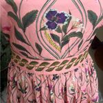 Agua Bendita  Lima Linen Pink Floral Midi Dress size medium Photo 6