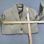 ZARA  Women Cropped Linen Blend Blazer Jacket S Neutral Khaki Minimalist Business Photo 3
