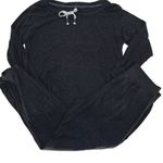 Women's Pajama Set Sleepwear Drawstring Top Jogger Pants Black Size Large Photo 3