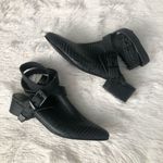 Matisse X Ascot Friday Black Leather Talon Wrap Ankle Open Back Booties 6 Photo 55