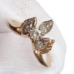 14K Yellow Gold Diamond Engagement Crown Tiara Style Ring Photo 8