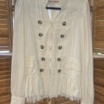 Free People Ariana Fringe Jacket Ivory / White Linen Blend Photo 0