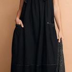 Free People  Oversized Chambray Denim Machu Barrel Midi Dress Black Size Large Photo 0