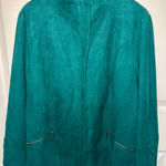 Chico's Teal Faux Suede Jacket Women's Size XL Lace Up Detail Zip Front Photo 0