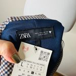 ZARA Brown and Navy Houndstooth Sleeveless Mini Dress Photo 4