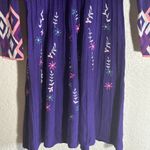 Sahalie Medium Purple Embroidered Sweater Pleated Hippie Boho Cotton Knit Dress Photo 3