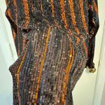 ZARA Striped Sequin Long Sleeve Top Size Large Black And Orange NWT Photo 6