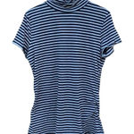 Kenneth Cole Striped grey and black short sleeve blouse women's size large Photo 0