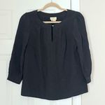 Kate Spade  Jolette Black Silk Blouse Gold Button Women Size 6 Tunic Preppy Photo 0