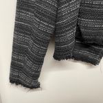 Adrienne Vittadini  Black Tweed Fringe Open Front Jacket Womens Size Medium Photo 4
