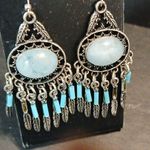 Faux larima dangling silver tone earrings Blue Photo 3
