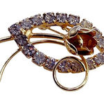Vintage 3D rose with crystal shaped outline brooch Gold Photo 0