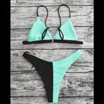 Boutique Aqua & Black, Color-Block, Bikini Set Photo 4