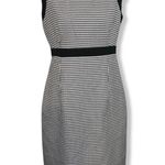 Kasper Black White Houndstooth Midi Sheath Dress Workwear Size 6 Sleeveless University of Alabama Roll Crimson Tide Photo 0