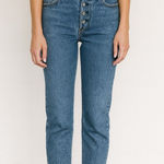 Levi's Levi’s medium wash rib age straight Jean non ripped raw hem button fly #759 Photo 0