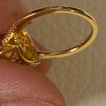 None Vintage Gold Tone Statement Ring Blue Crystal Gem Size 7 Photo 10